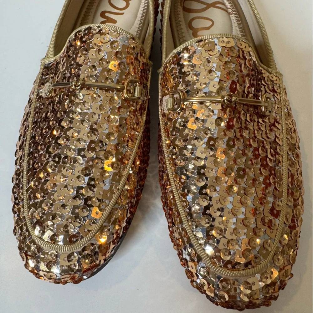 Sam Edelman Gold Sequin LORAINE BIT LOAFER kids size 2